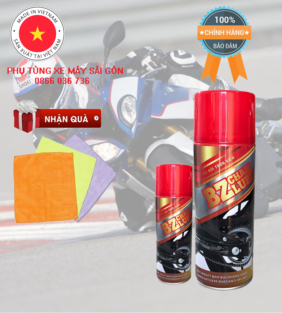 Dưỡng sên BZ Chain Lube 450ml dùng cho Exciter Winner Raider PKL