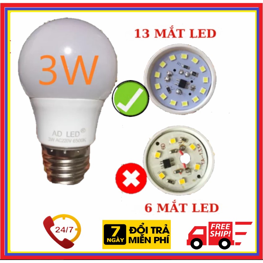 [LOẠI TỐT 13 MẮT LED] Bóng 3w ánh sáng vàng, và trắng trang trí ngoài trời