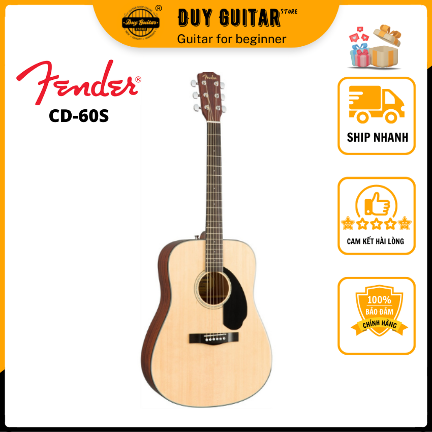 Đàn guitar acoustic Fender CD-60S dáng dreadnought âm thanh sáng cân bằng model bán chạy của hãng bả