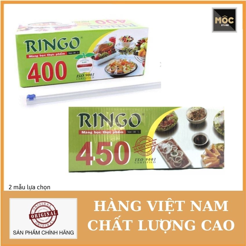 1 cuộn màng bọc thực phẩm chính hãng RINGO 400, 450 hàng VN chất lượng cao nguyên liệu nhập khẩu an toàn thực phẩm 30cmx180m dùng được trong lò vi sóng food wrappingcan use in microwave ovens PVC, mocstore