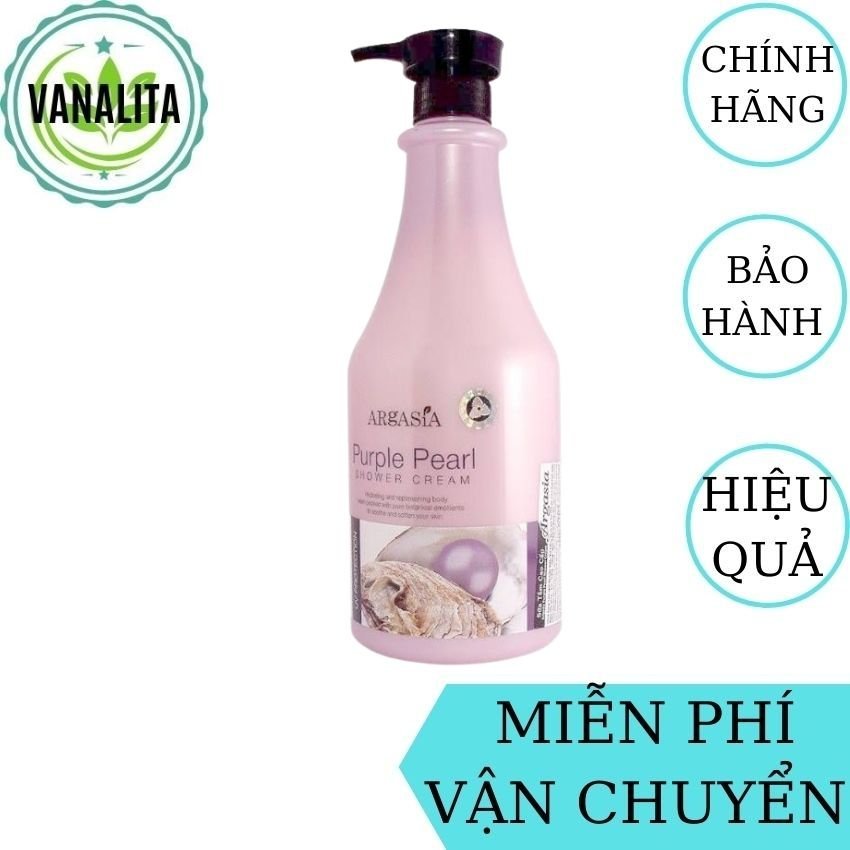 [FREESHIP] Sữa Tắm Trắng Da Argasia Ngọc Trai Malaysia VANALITA giúp bật tông da, mịn màng, dưỡng da, trắng sáng, dưỡng ẩm - 1100ml (Màu Tím)