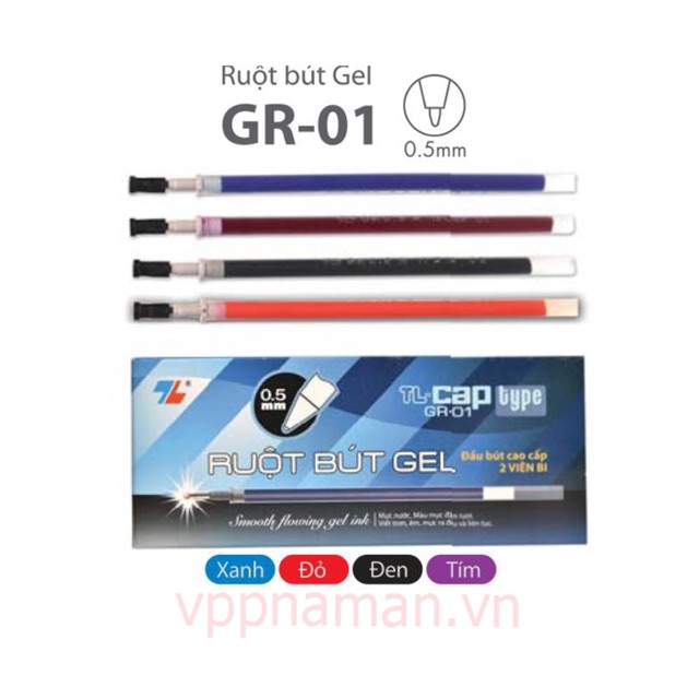 {HOT} - Hộp ruột bút bi Gel GR -01 ( 24 ruột/hộp)