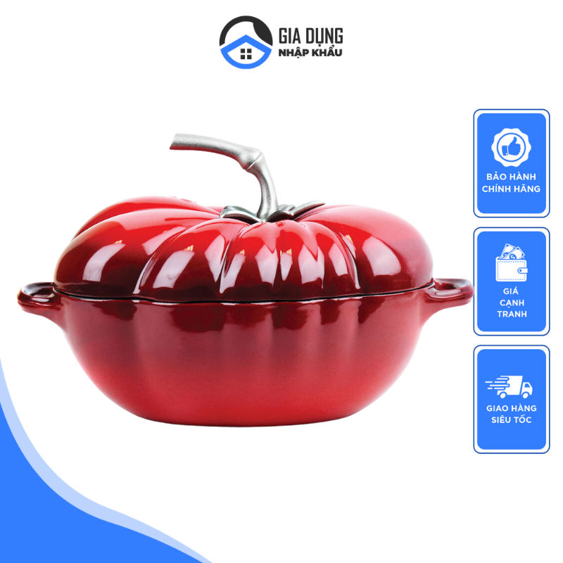 Nồi gang staub pumpkin cocotte, nồi bí ngô, đường kính 24cm, dung tích 3.5l, thích hợp cho mọi loại bếp, siêu bền, siêu xinh, nhập pháp