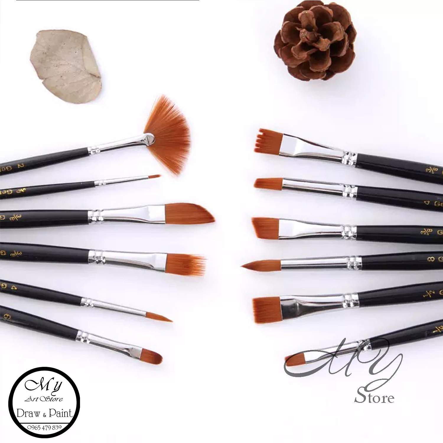 Bộ cọ vẽ Acrylic. Sơn dầu nhiều đầu