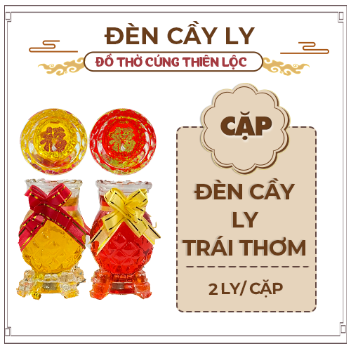 Đèn Cầy Ly Cúng Trái Thơm Cháy Liên Tục 31 Tiếng Đồ Thờ Cúng Thiên Lộc - Cặp 2 Ly