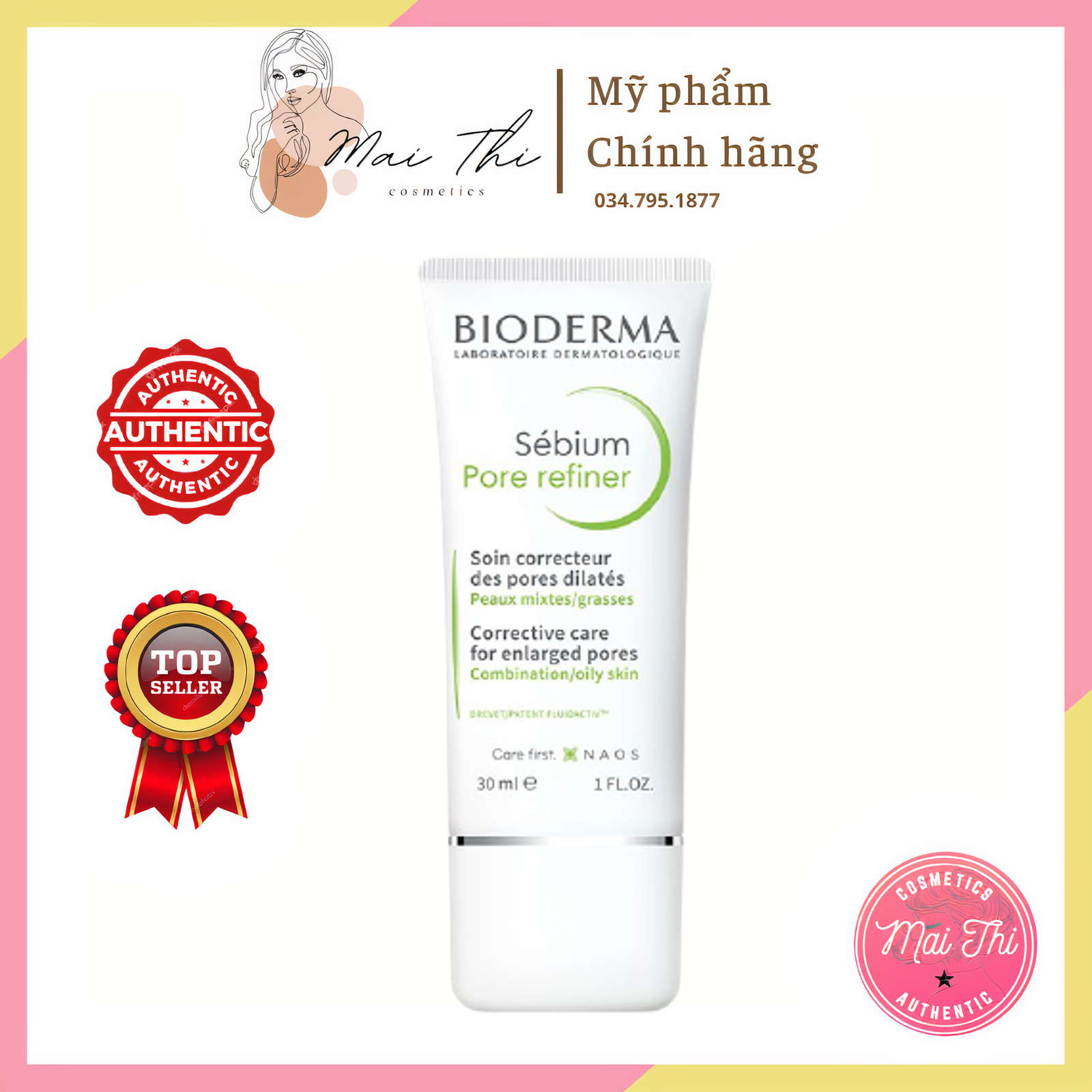 [Đủ bill - Freeship] Kem Dưỡng Se Khít Lỗ Chân Lông,  Kiềm Dầu Bioderma Sebium Pore Refiner 30ml