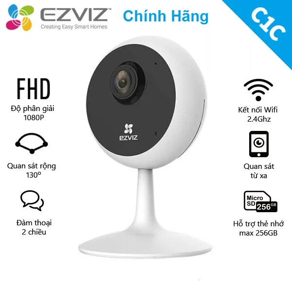 Camera WiFi Ezviz C1C B 1080P chuẩn nén H.265 Góc siêu rộng - Chính Hãng