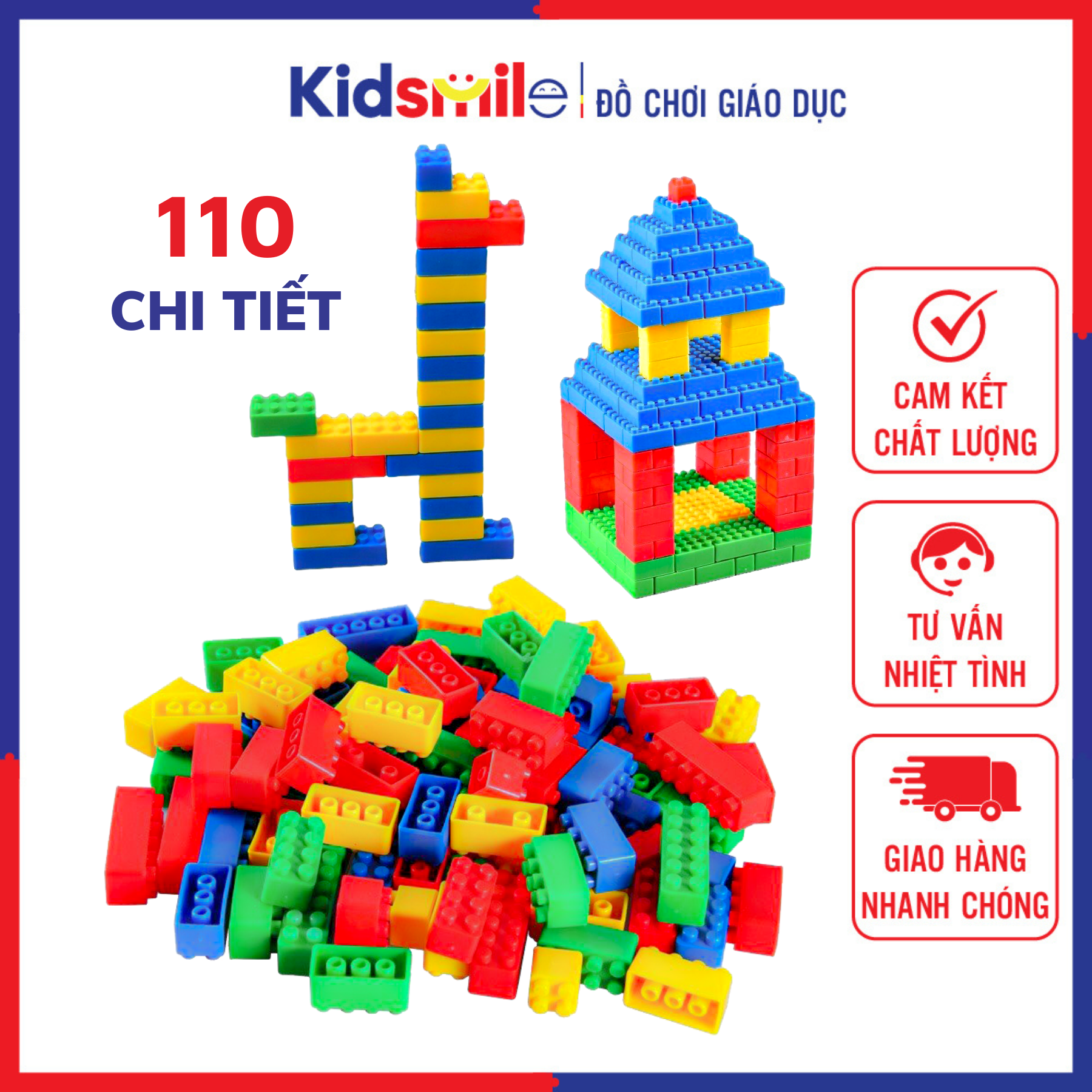 Đồ chơi trẻ em túi 110 xếp hình lego nhựa nguyên sinh an toàn nhiều màu sắc giúp trẻ từ 3 tuổi trở lên phát triển trí tưởng tượng và tư duy sáng tạo