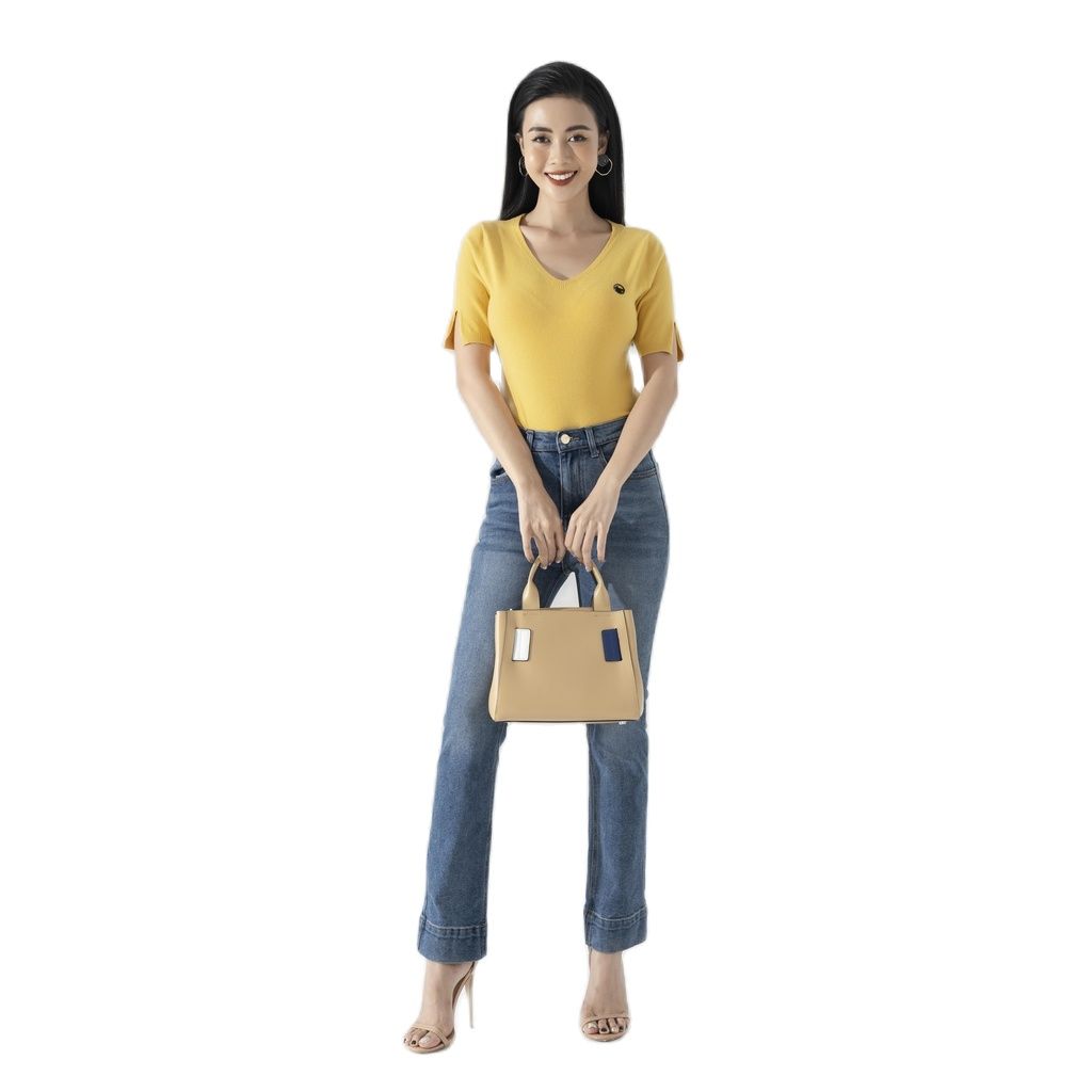 Áo len cộc tay nữ fiona, len cổ tim thời trang thu đông mã f850735