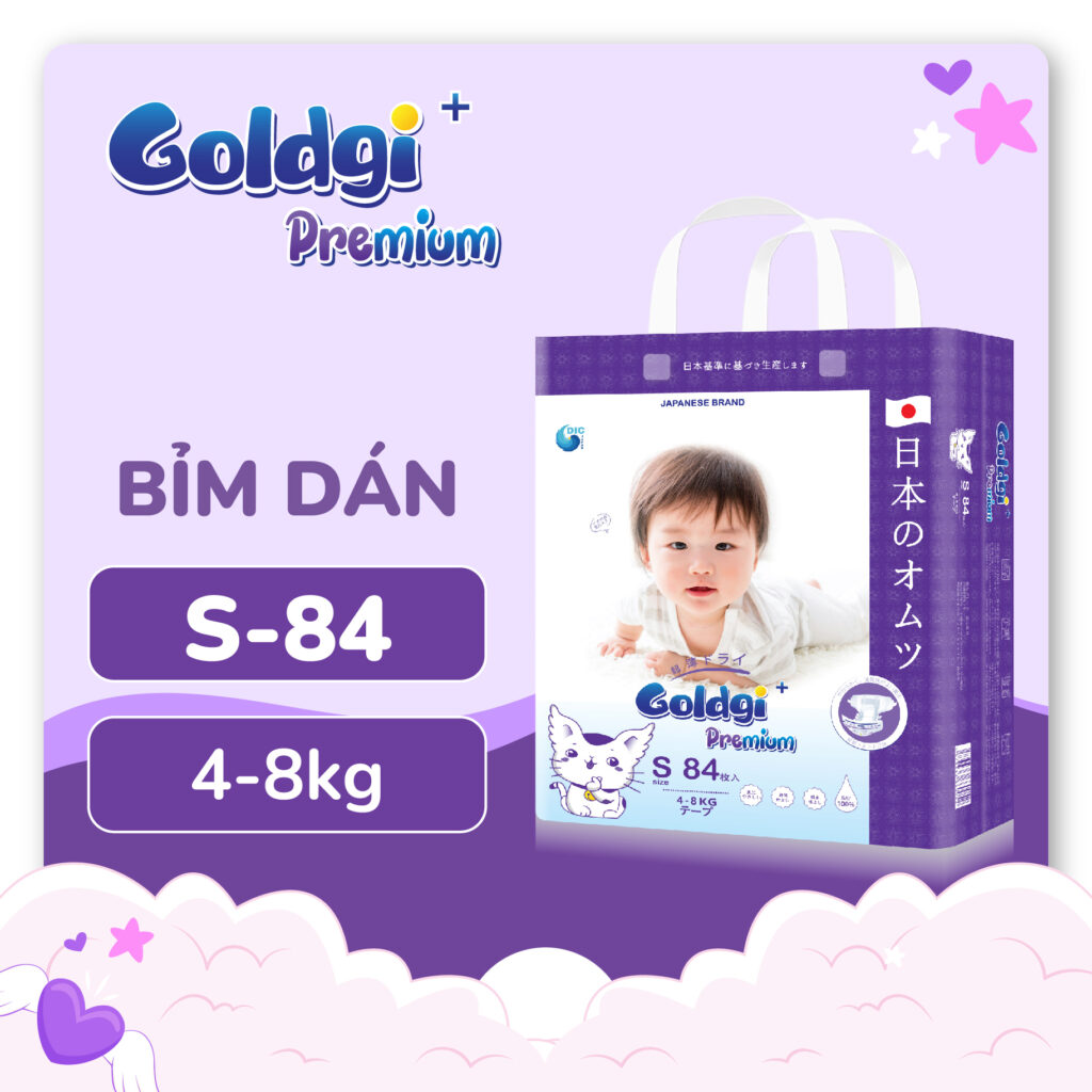 Bỉm Nhật dán/quần Goldgi+ cao cấp Goldgi X5 Size nb92/s84/m66/l56/m60/l48/xl