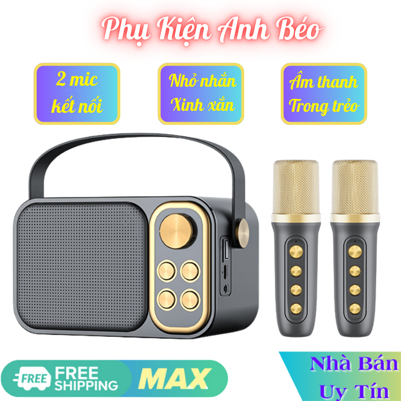 Loa Karaoke Bluetooth Mini YS-105 Kèm 2 Micro Không Dây Công Suất 5W Âm Thanh Siêu Hay-Loa Karaoke M