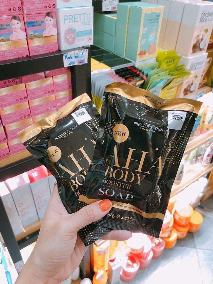 Xà phòng trắng da aha body booster soap