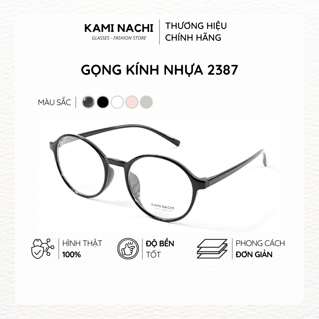 Gọng kính nhựa dáng tròn KAMI NACHI phong cách đơn giản 2387