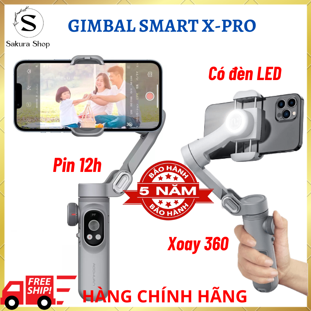 Tay cầm chống rung Smart X Pro, Gimbal chống rung điện thoại cao cấp tự động cân chỉnh, chuyển cảnh mượt mà, Xoay 360 độ dành cho youtuber, streammer, vlogger...