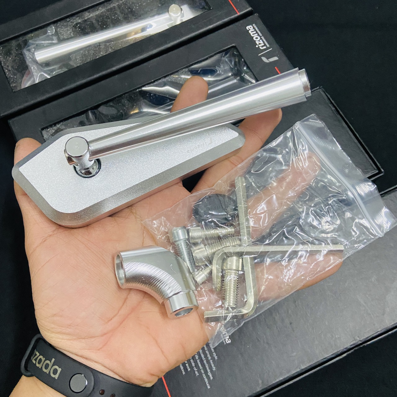 Gương xe máy rizoma kiểu 744 full box 1 kiếng bên trai đầy đủ ốc bắt các loại xe honda yamaha suzuki
