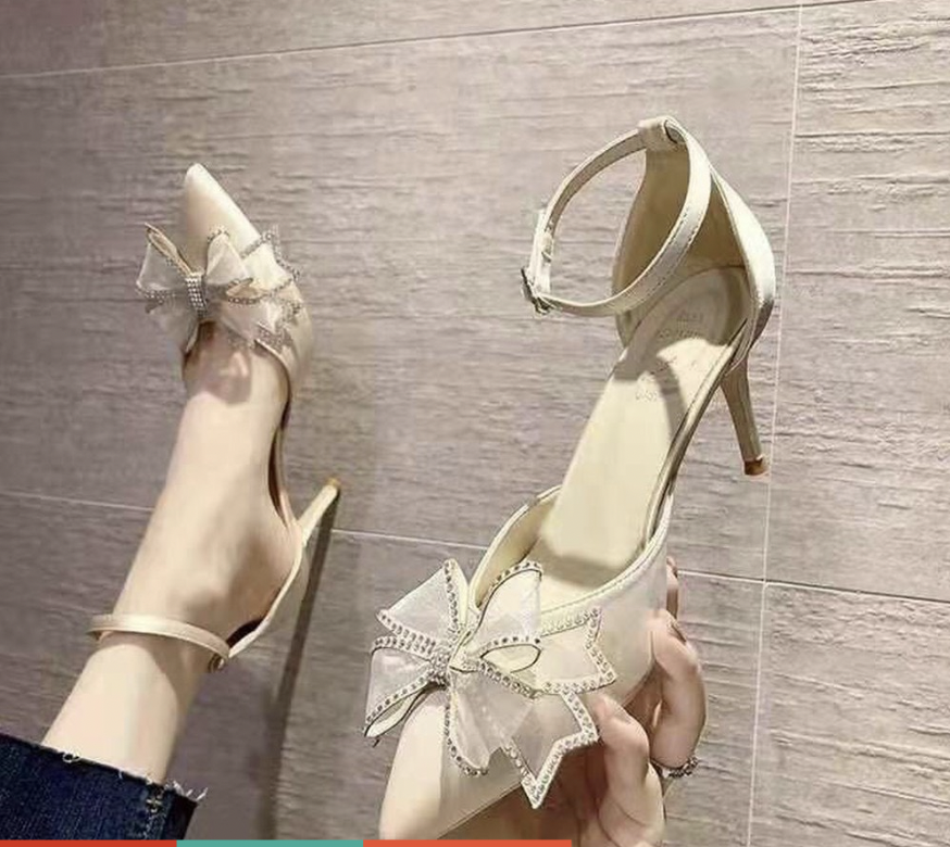 Hoàn tiền 15% - giày cao gót nữ mã c59 bít mũi quai ngọc gót cao 7p sang chảnh