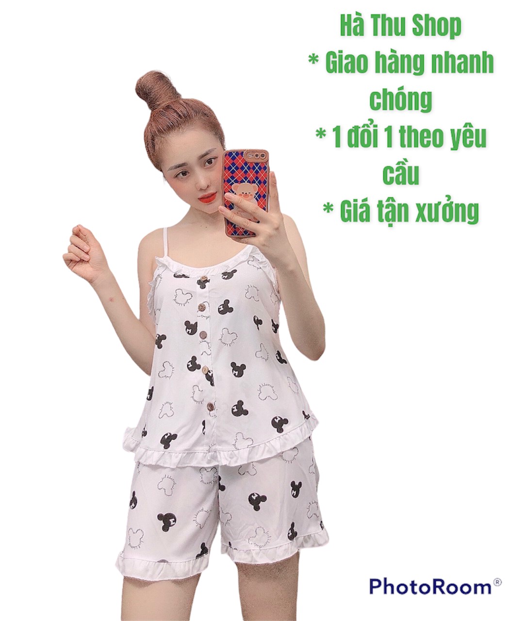 Set đồ đùi 2 dây mặc nhà dành cho cho nữ- Bộ đùi mặc nhà.