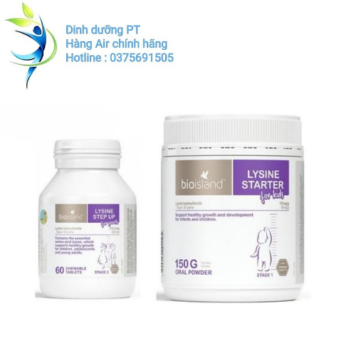 Bột Lysine Bio Island 150g và Lysine Bio Island 60 viên -phát triển tăng chiều cao cho trẻ .