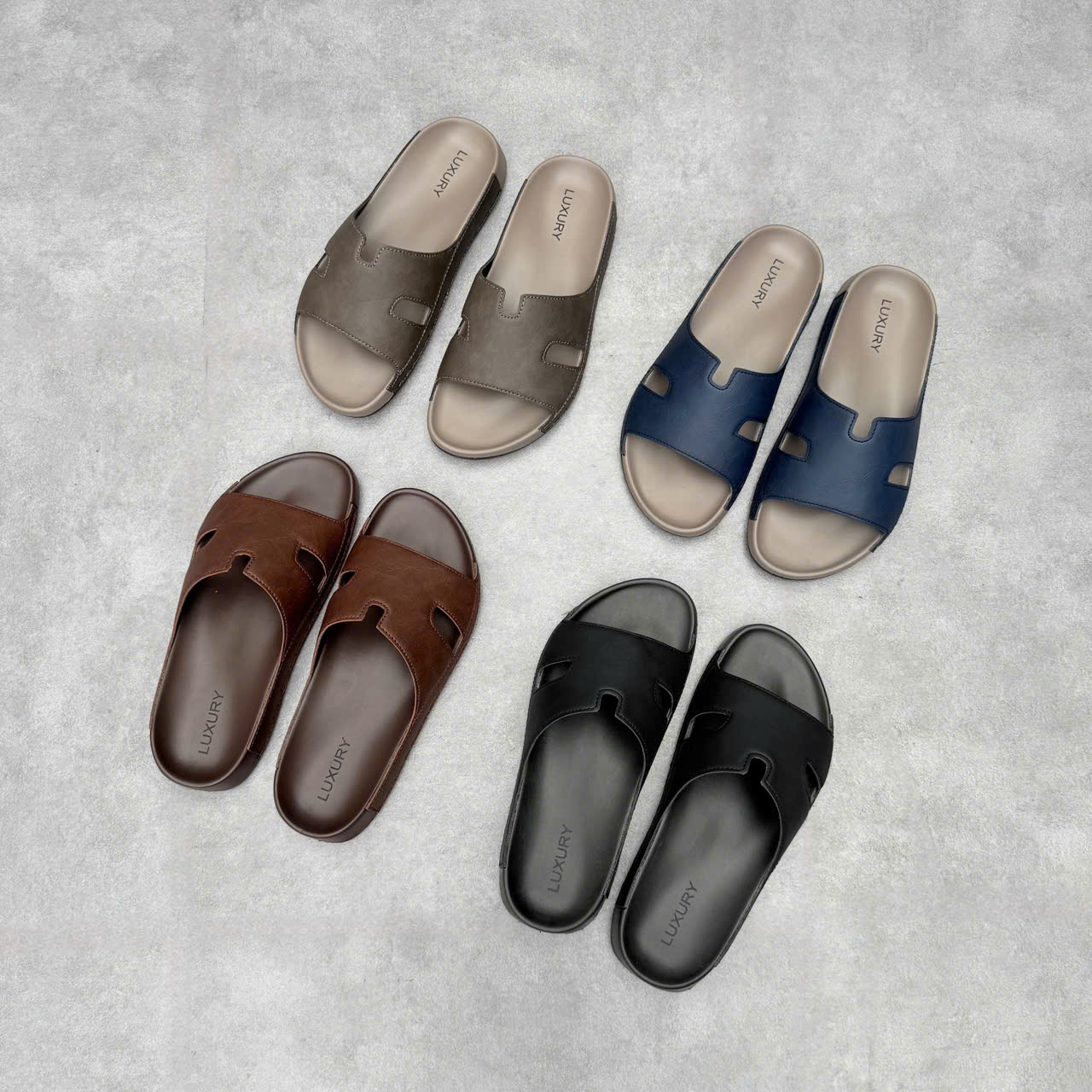 [ Dép CÔNG THÁI HỌC CHỮ K ]  Khâu Miễn Phí , Dép da đúc - Dép nam siêu bền, đế đúc cao su bền bỉ - nhẹ và ôm chân Nam DéP Đế Bằng Shoes