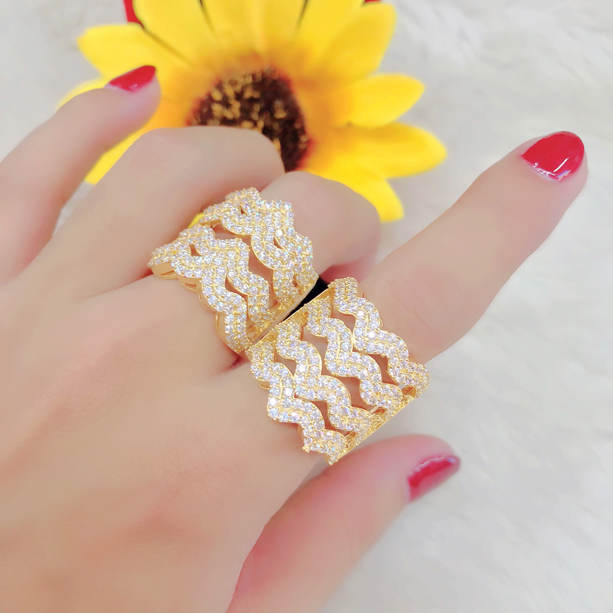 Nhẫn Nữ Gợn Sóng 4 Hàng Kiểu Dáng Hàn Quốc - N170532 - Givishop - [ Chất liêu bạc pha, cam kết không đen không dị ứng ] - nhẫn vàng kiểu, những mẫu nhẫn vàng đẹp, nhẫn cặp vàng sjc, mua nhẫn vàng tây nữ, nhẫn nữ vàng đẹp