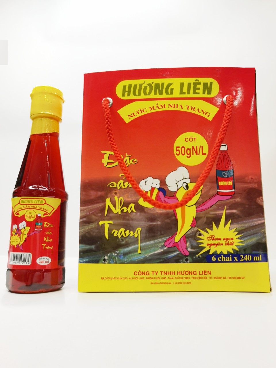 Hộp 6 chai nước mắm cốt 50 đạm vị truyền thống Nha Trang Hương Liên