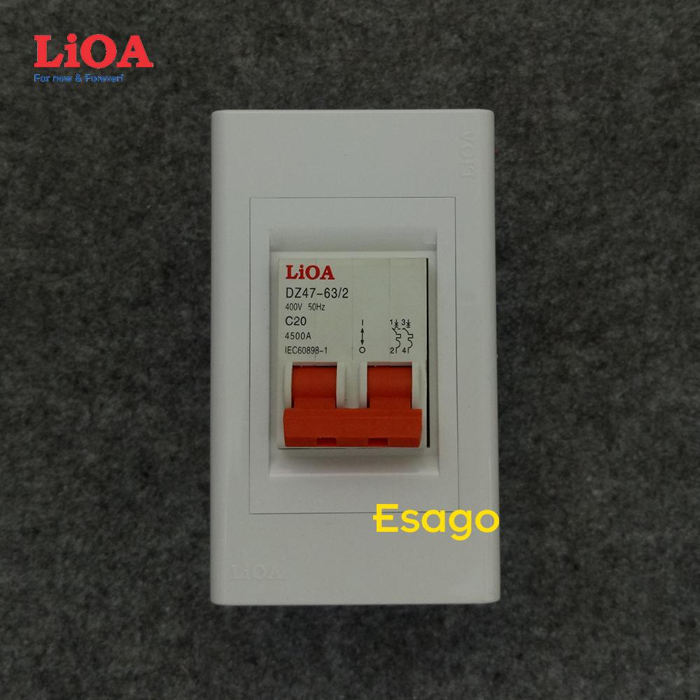 [HCM][20A] Combo cầu dao tự động (APTOMAT) LiOA 20A loại 2 cực - Lắp âm tường