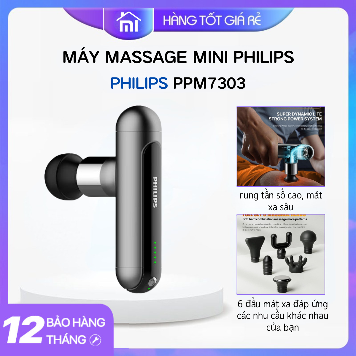 Máy massage mini philips ppm7303 - bảo hành 24 tháng - mijia