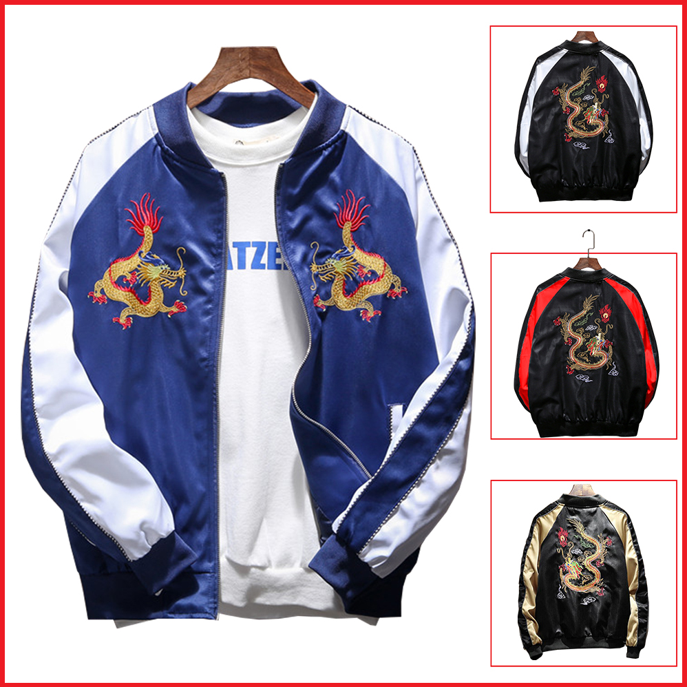 Áo Khoác Nhẹ Nam Nữ Khóa Kéo In Hình Song Long Kiểu Dáng Bomber Hàn Quốc Thanh Lịch Thời Trang SMARTLY GIRL AO KHOAC 9000032