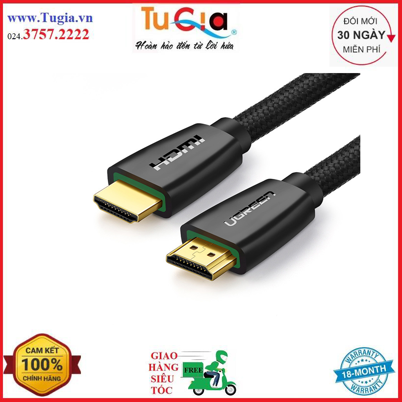 Cáp hdmi 2.0 hỗ trợ 3d , 4k dài 1m ugreen hd118 40408 - hàng chính hãng