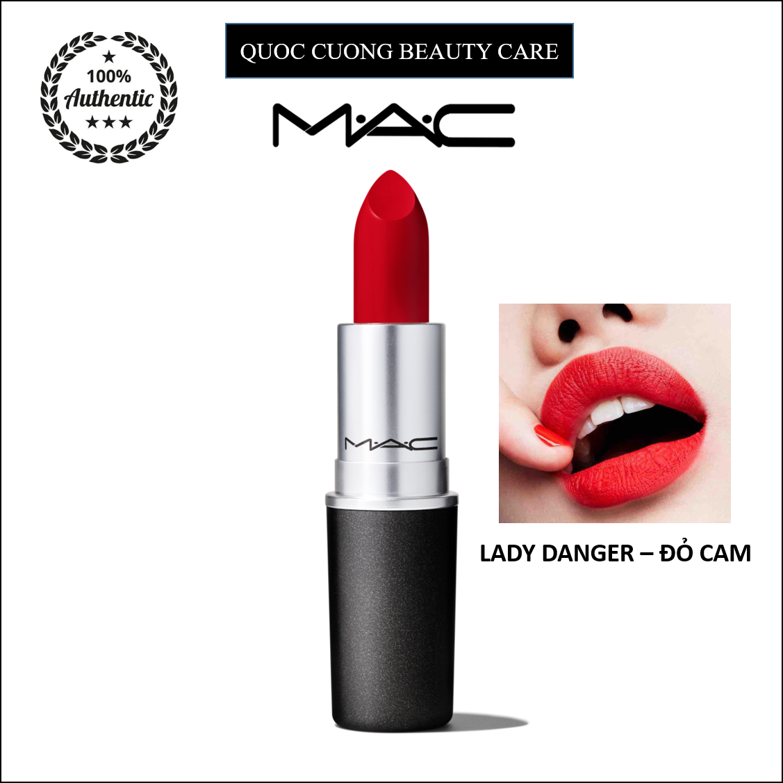 [HCM]MAC Matte Lipstick 3g 607 Lady Danger màu Đỏ cam