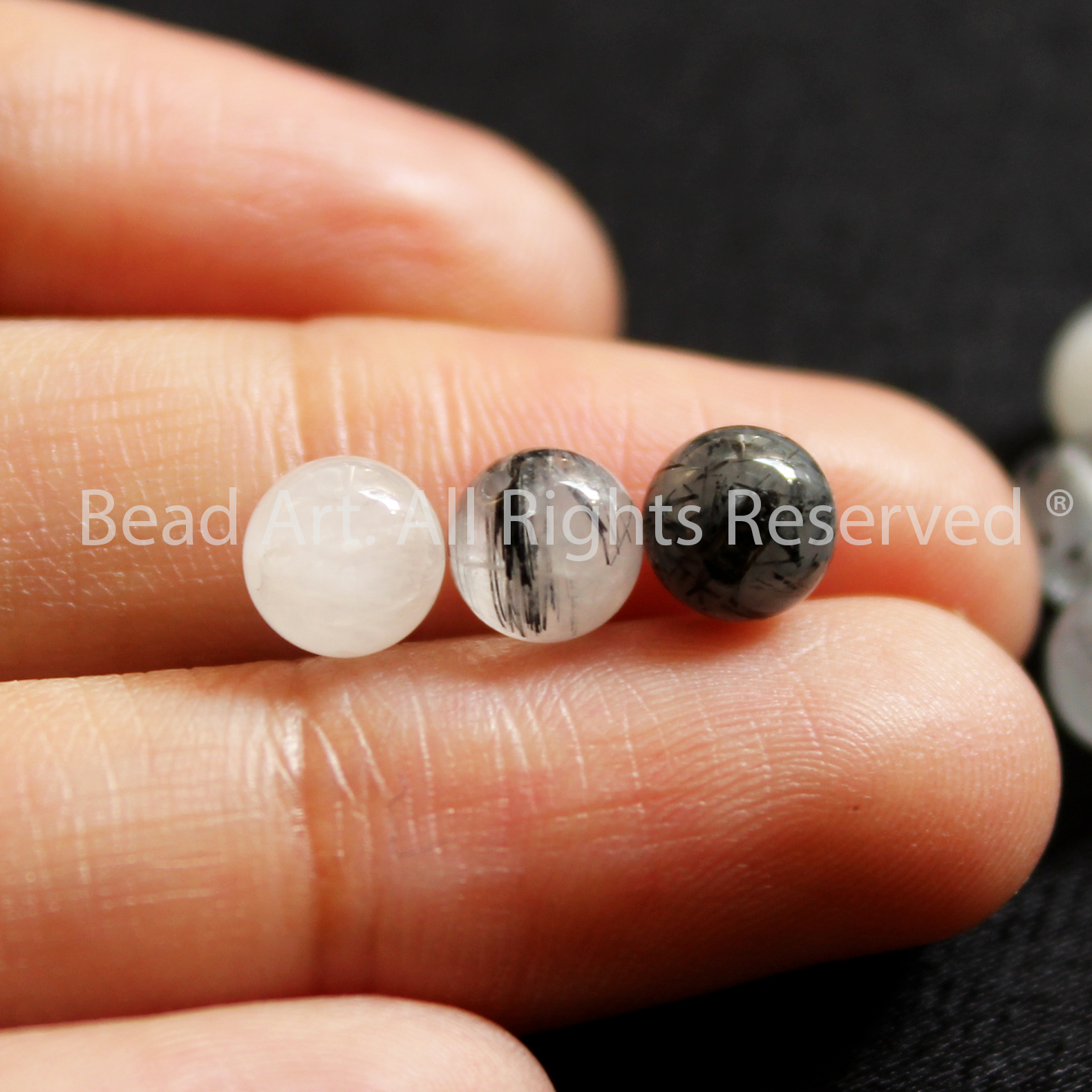 5.5-6mm đá thạch anh tóc đen tự nhiên, black rutilated quartz loại b, đá phối vòng tay phong thuỷ, chuỗi hạt, trang sức, hợp mệnh thủy, mộc - bead art