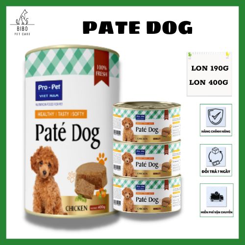 Pate cho chó Pro-pet mọi lứa tuổi vị thịt gà lon 190g và 400g - bibopetcare