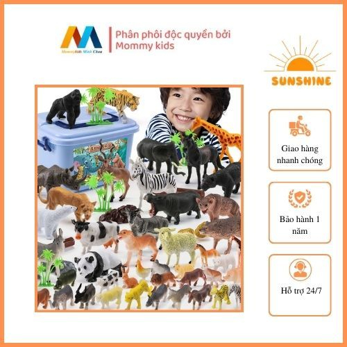  Đồ Chơi Thế Giới Động Vật 58 Chi Tiết Kèm Thùng Đựng Tiện Lợi Mô Hình Con Vật Cho Bé 