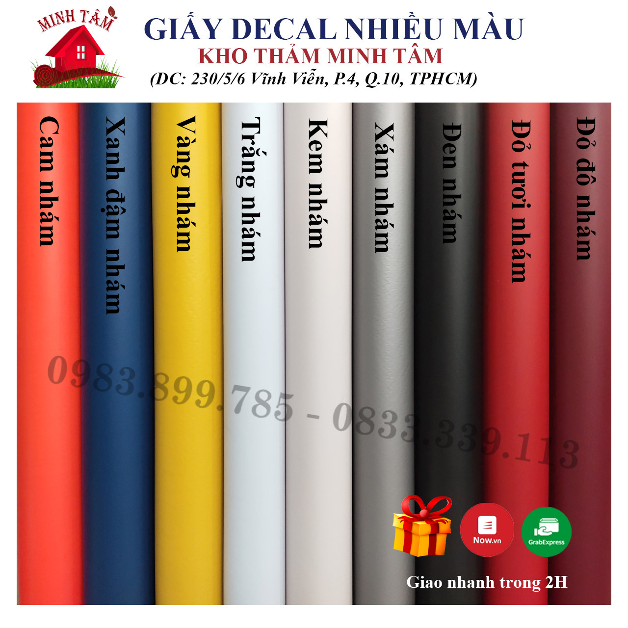 [1,2mx1m] Decal nhám nhiều màu, dán xe, dán tường chống thấm nước.
