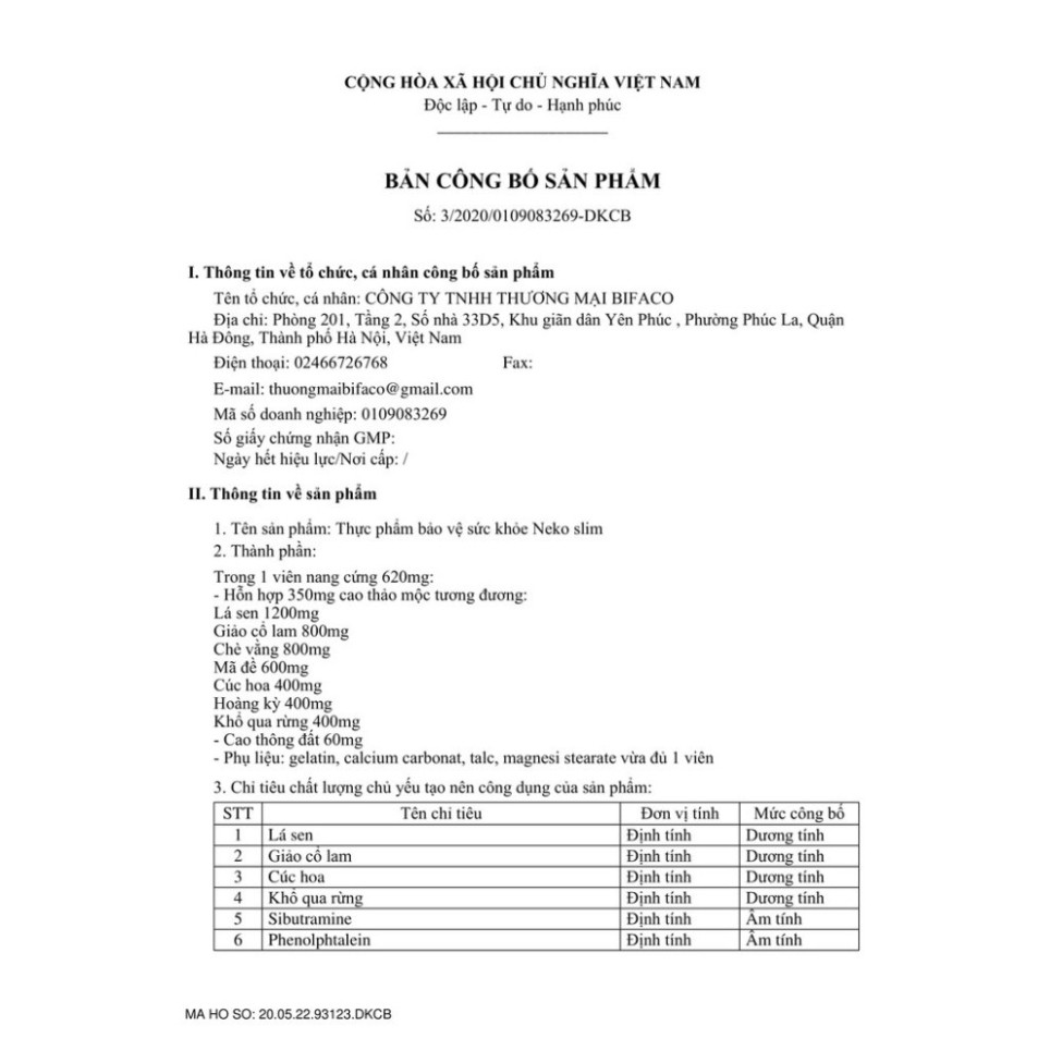 Giảm cân Neko Slim Chính Hãng Dynamo9x