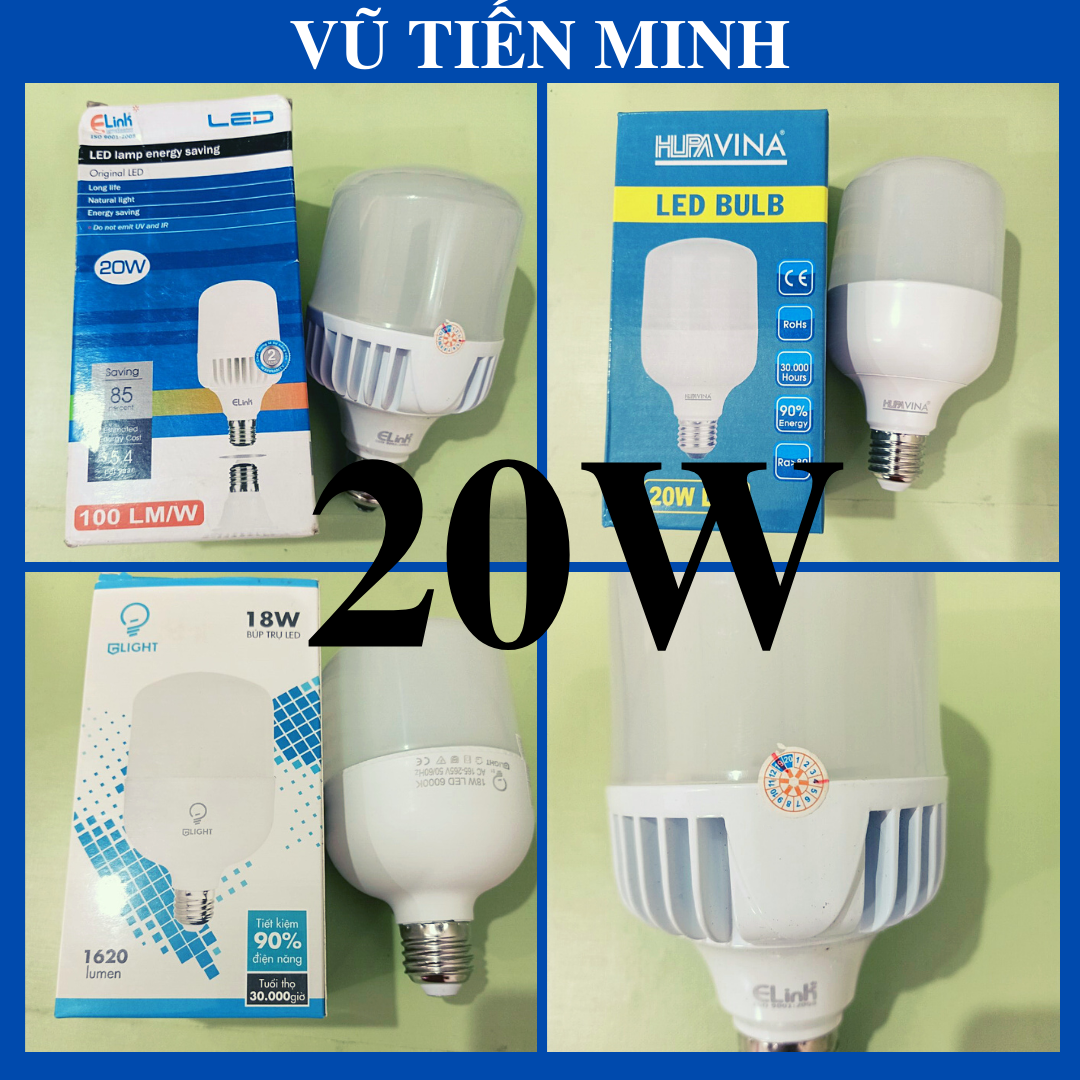 [FreeshipMAX] Bóng đèn led trụ 20W ELINK, HUPAVINA, TAVUCO Cao cấp - XEM VIDEO