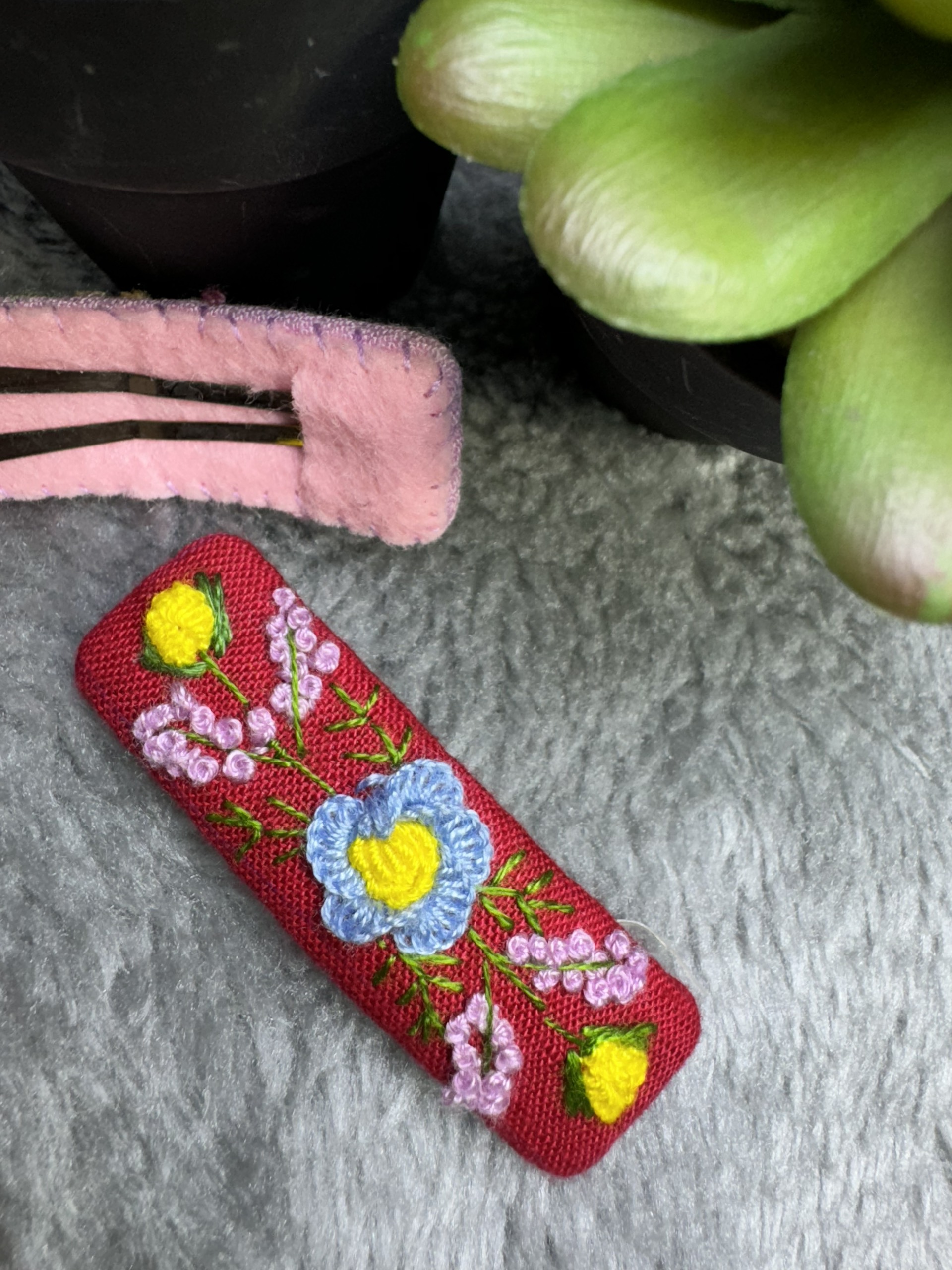 Kẹp Tóc Thêu Tay cao cấp 7cm Handmade