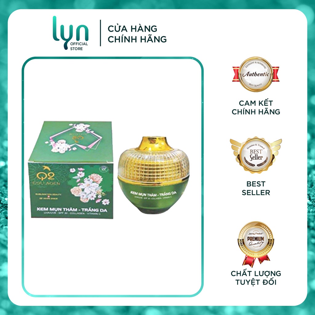 Kem q2 xanh colagen ngừa mụn thâm trắng da 10g, 100% chính hãng