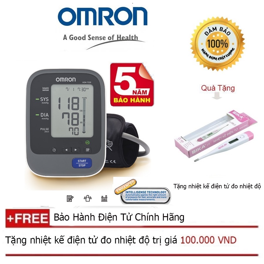Máy đo huyết áp bắp tay Omron HEM 7320 + Quà tặng nhiệt kế điện tử