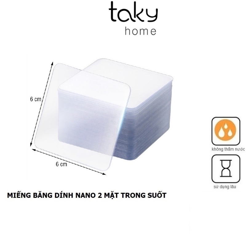 Miếng Băng Dính 3M Vuông, Siêu Dính 2 Mặt Trong Suốt, Miếng Dán Chịu Lực Chống Thấm Nước, Miếng Dính Tường, Treo Đa Năng, Loại Vuông 6x6cm - Takyhome 6000