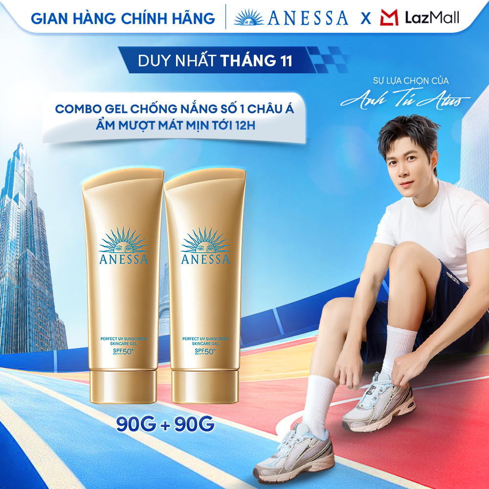 Combo Gel chống nắng dưỡng da dưỡng ẩm bảo vệ hoàn hảo Anessa Gold Gel SPF50+ PA++++ 90gx2
