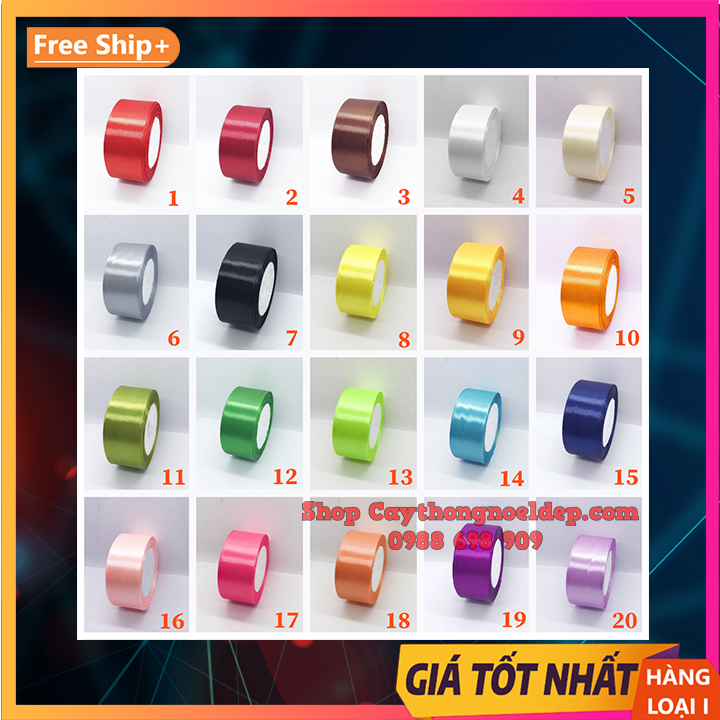 ❤️Sỉ Cuộn 22 mét ❤️ Ruy băng lụa Satin loại đẹp size bản rộng 4cm trang trí quà tặng, hoa chúc mừng