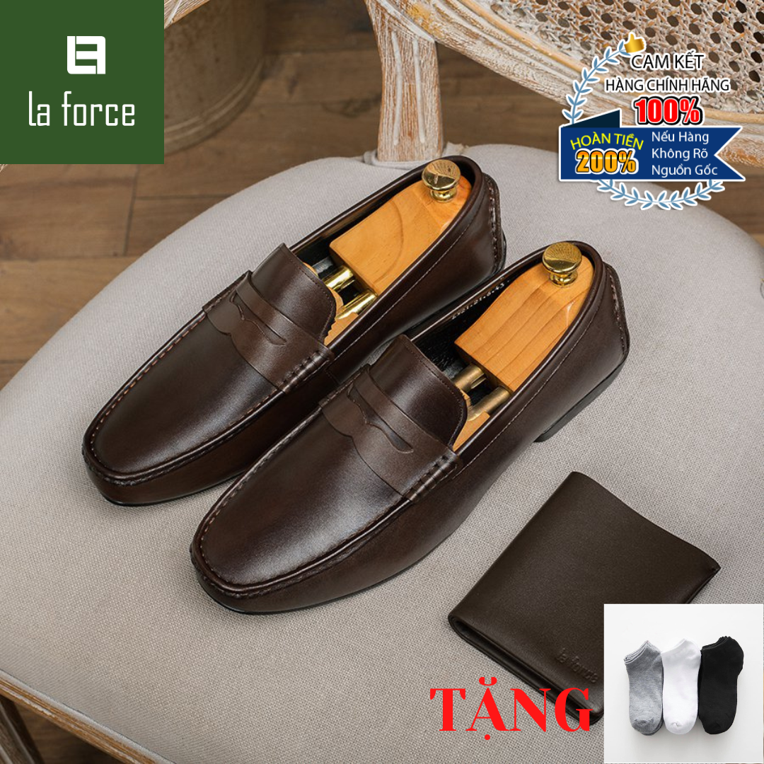 Giày da penny loafer nam gnla21.6-n tặng tất nam cao cấp