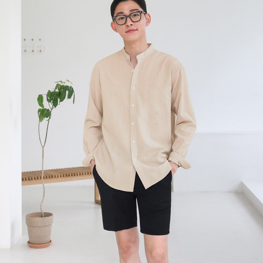 Áo Sơ Mi Đũi Nam Cổ Tàu Phom Rộng Dáng Suông Chất Co Giãn Nhẹ Thoáng Mát Thấm Hút Mồ Hôi