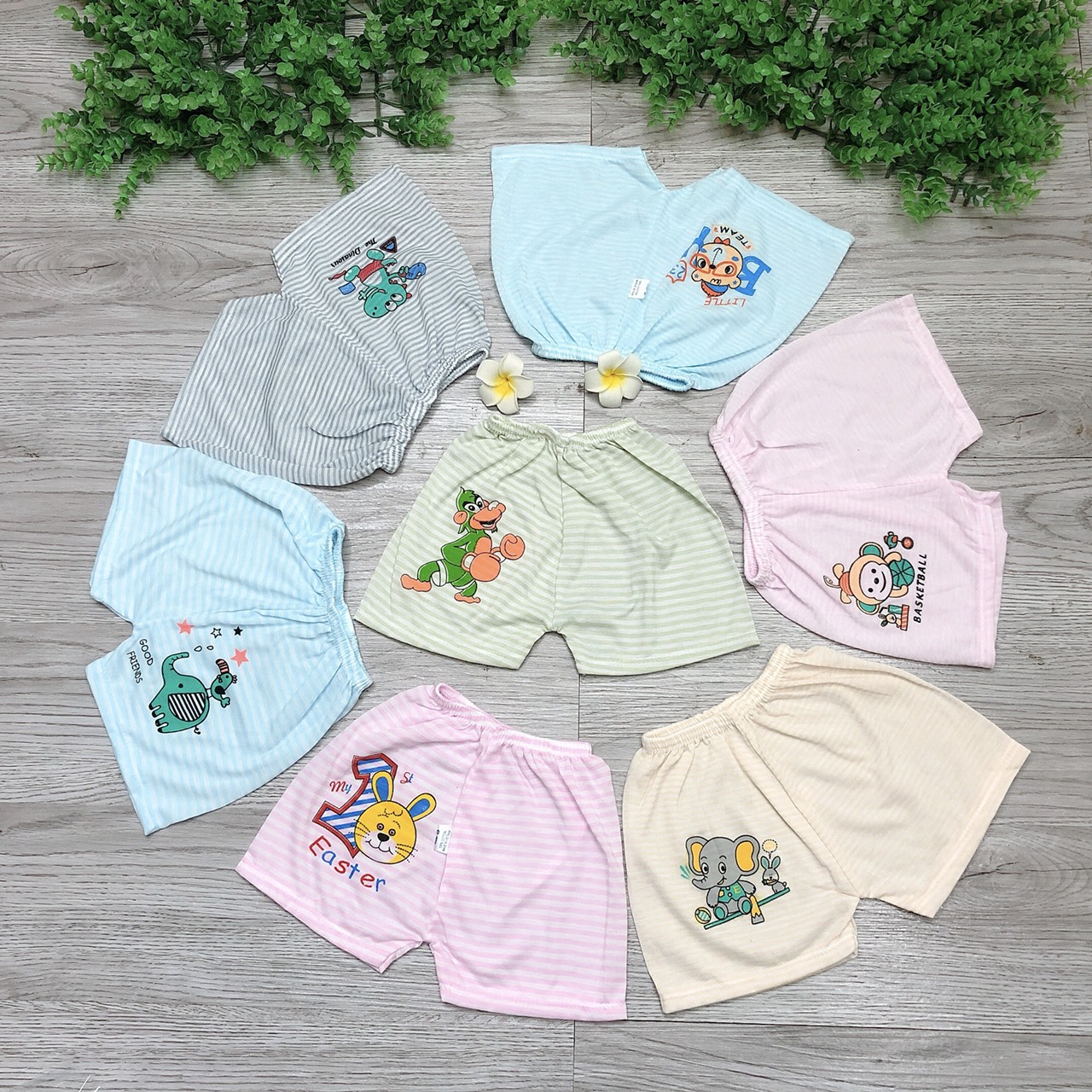 10 Quần đùi cotton kẻ cho bé, quần đùi hè thoáng mát cho bé
