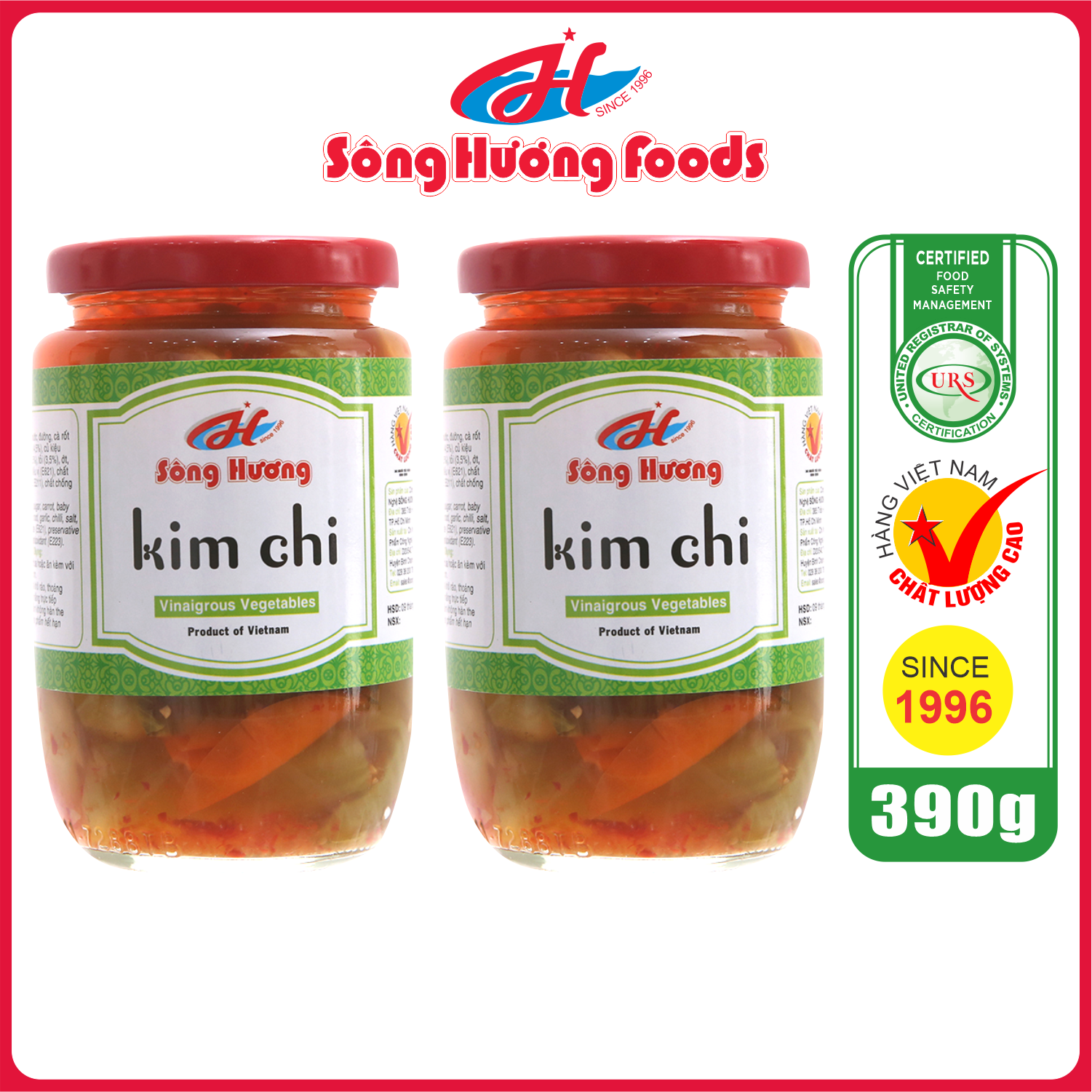 2 hũ kim chi sông hương foods hũ 390g - ăn kèm bún , phở , mì tôm, thịt nướng, tốt tiêu hóa