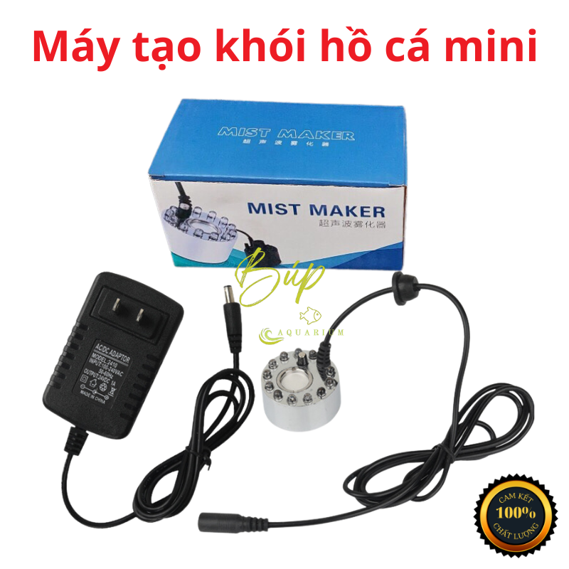 Máy tạo khói phun sương tạo ẩm hồ cá hòn non bộ với 12 bóng đèn led 7 màu