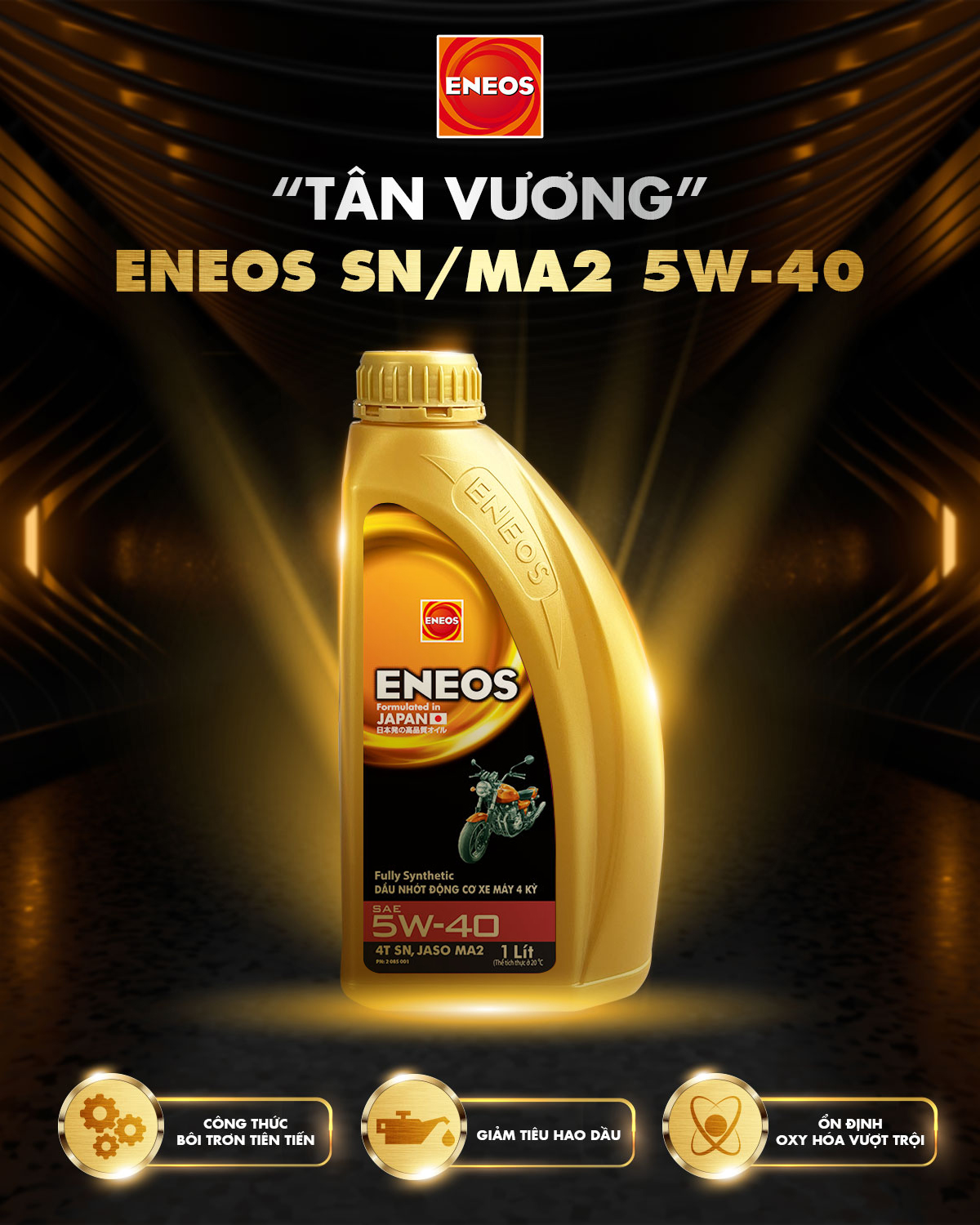 Dầu nhớt tổng hợp toàn phần xe số eneos sn/ma2 5w40