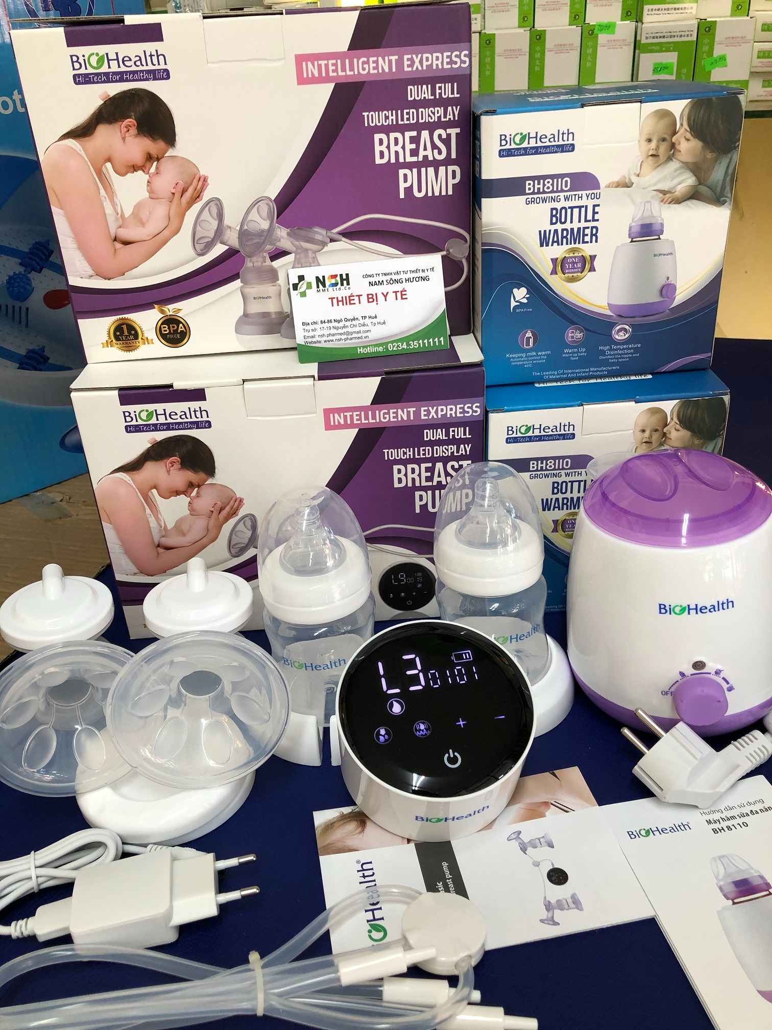 COMBO TẶNG MÁY HÂM TIỆT TRÙNG ĐA ĐĂNG MÁY HÚT SỮA ĐIỆN ĐÔI HAI BÌNH BIOHEALTH IE BASIC