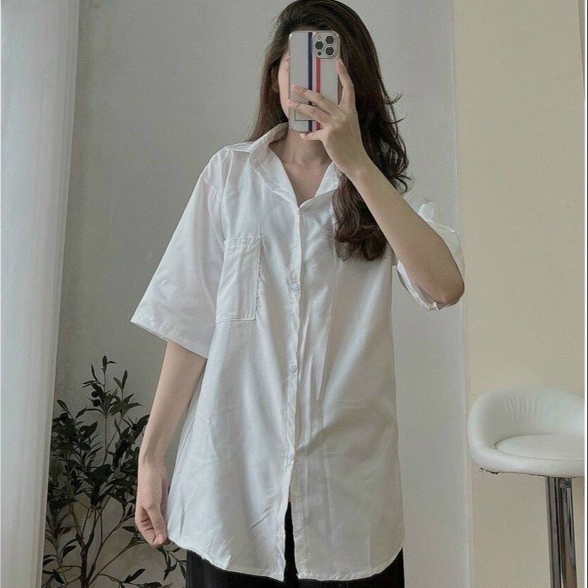 Áo sơ mi nữ học sinh màu trắng tay ngắn học sinh, sinh viên-áo sơ mi nữ kiểu đẹp TP6785